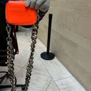 Orange Crossbody Bag with Chain Strap